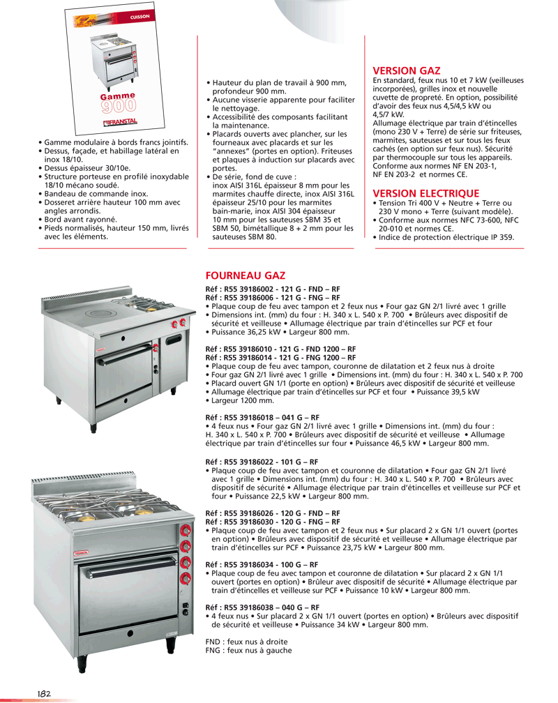 Fourneau 4 Feux Gaz + Plaque Coup de Feu sur Four Gaz GN2/1 High Power